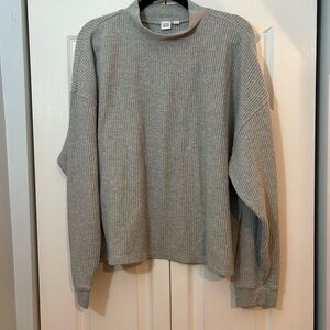 Gap Waffle Knit Pullover Gray Oversized Thermal Sweatshirt XXL